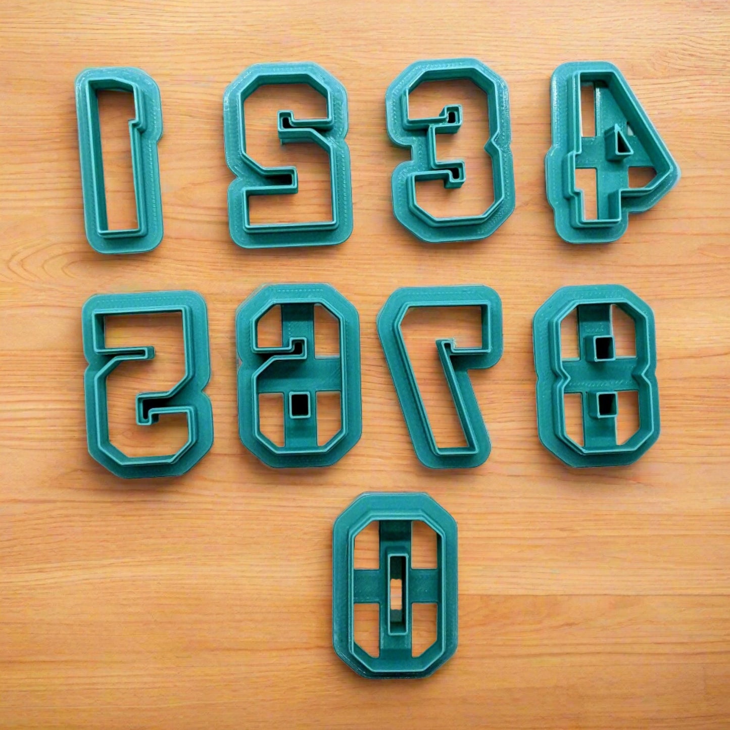 Varsity Font Number Cookie Cutters 9 Pc Set for Cookies, Ceramics, Pottery, Polymer Clay, Fondant - Multi-Medium Craft & Baking Tools