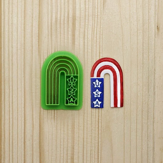 Arched USA Stars & Stripes Cookie Cutter - Ideal for Ceramics, Pottery, Cookies, Polymer Clay, Fondant, and More