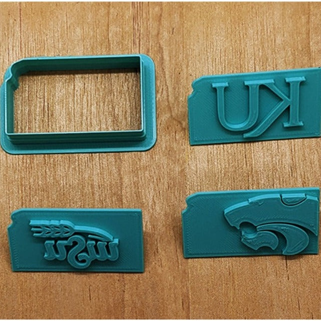 Kansas Map Cookie Cutter, with KU, K-State & WSU Embossing Stamp Options