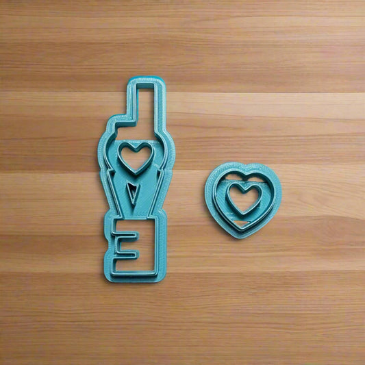 Vertical Love & Heart Hoop, 2 Piece Cutter Set: Ideal for Cookies, Ceramics, Pottery, Polymer Clay, and Fondant