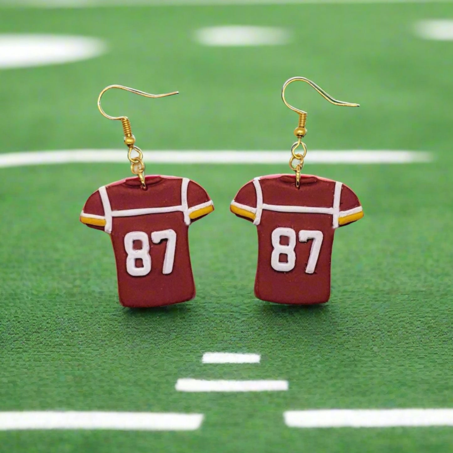 Handmade Kansas City Chiefs Travis Kelce Jersey #87 Polymer Clay Earrings