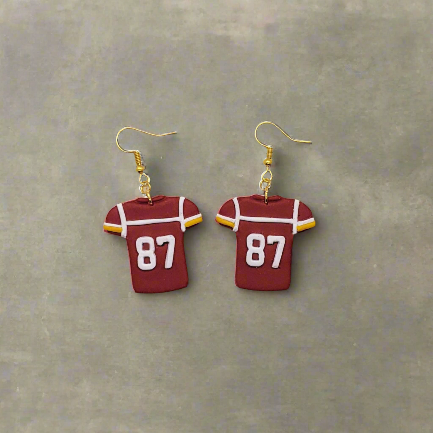 Handmade Kansas City Chiefs Travis Kelce Jersey #87 Polymer Clay Earrings