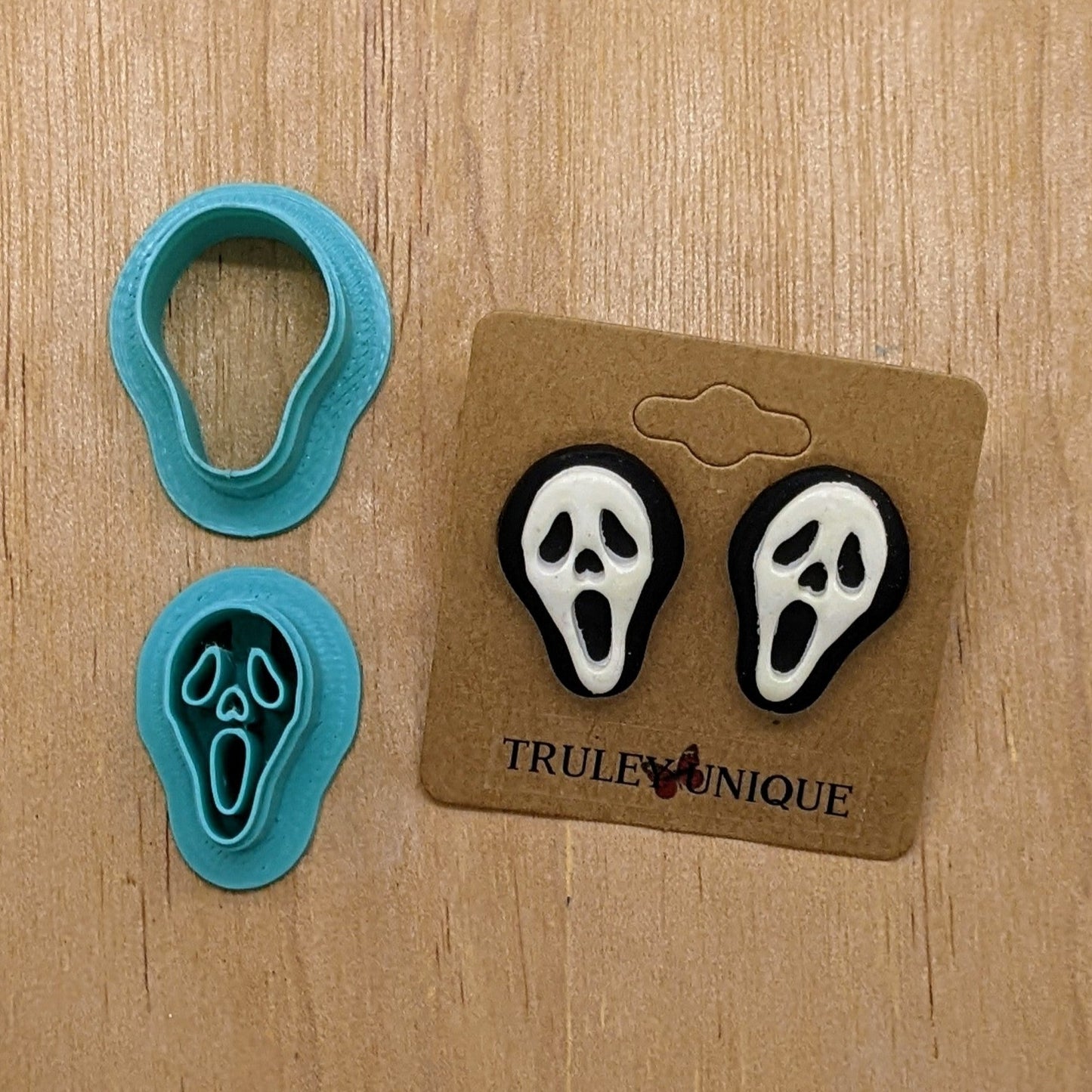 Scream Ghost Face Mask 2 Piece Cutter Set for Cookies, Ceramics, Pottery, Polymer Clay, Fondant - Multi-Medium Craft & Baking Tool