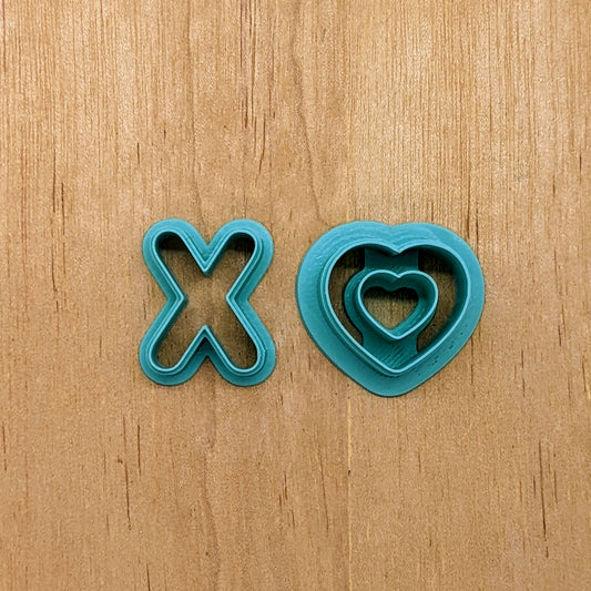 X and Heart Donut Cookie Cutter 2 Piece Set: Versatile Tool for Cookies, Ceramics, Pottery, and More