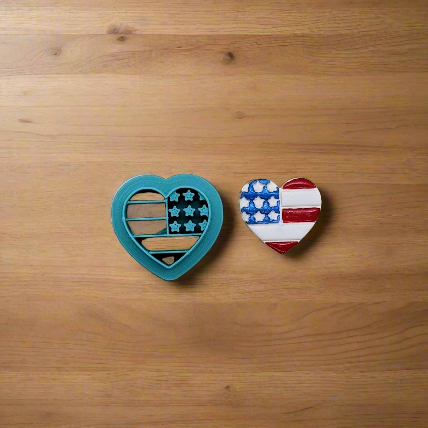 Heart Shape American Flag Cookie Cutter for Cookies, Ceramics, Pottery, Polymer Clay, Fondant - Multi-Medium Craft & Baking Tool