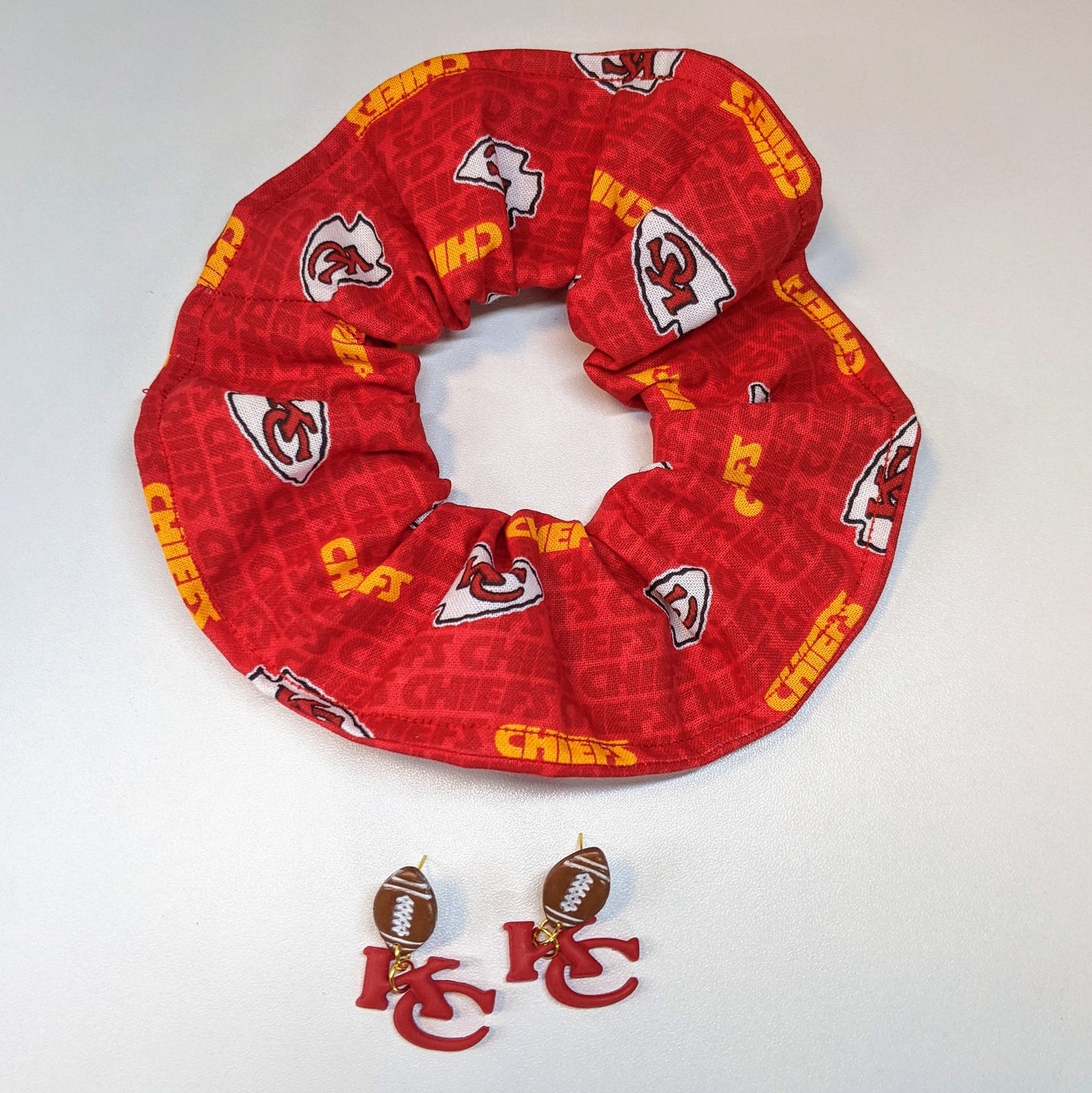 Kansas City Chiefs Earrings & Ponytail Scrunchie Accessory Set | Style C