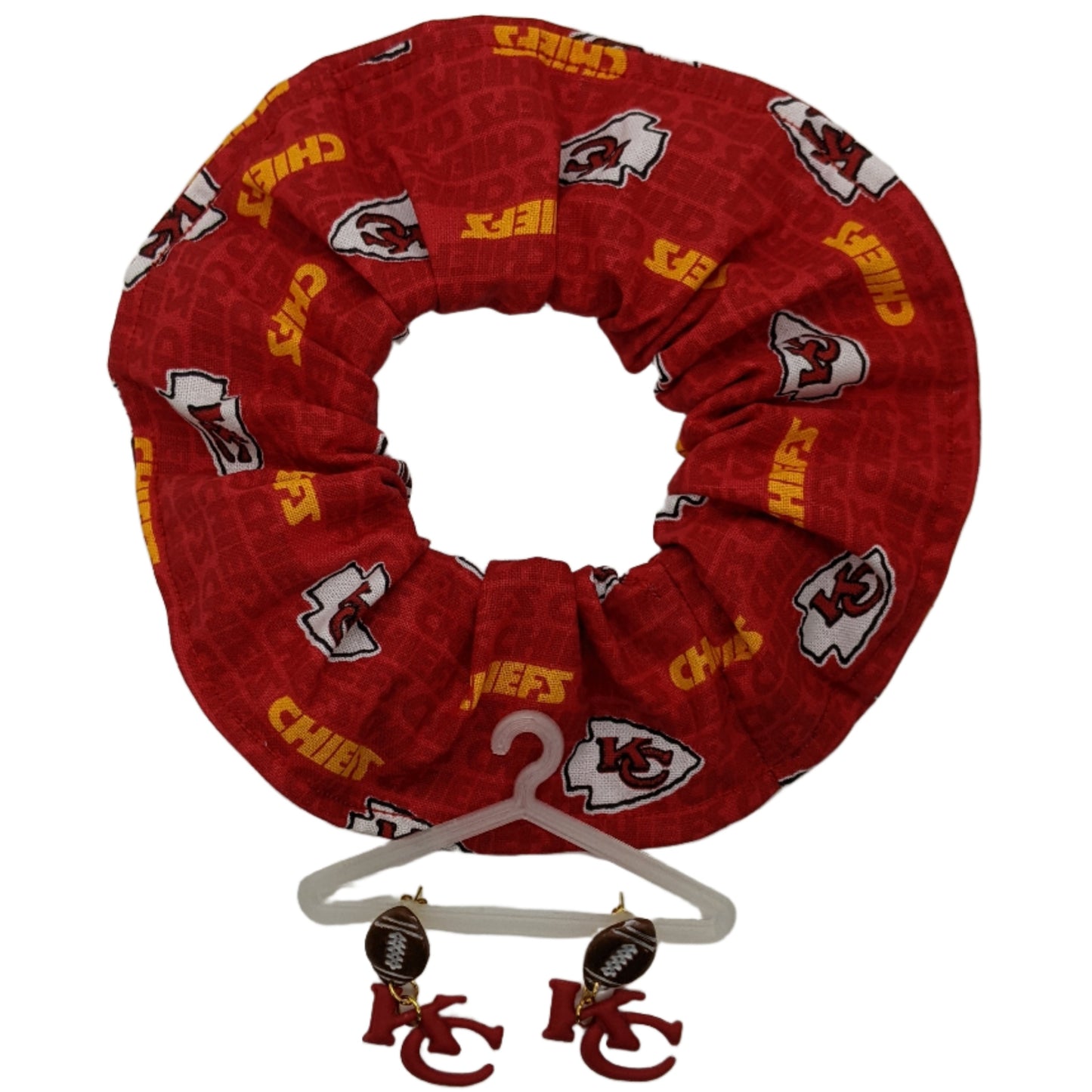 Kansas City Chiefs Earrings & Ponytail Scrunchie Accessory Set | Style C