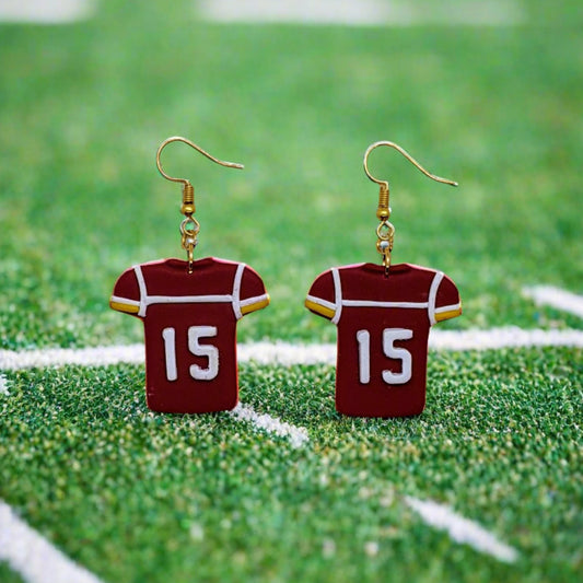 Handmade Kansas City Chiefs Patrick Mahome's Jersey #15 Polymer Clay Earrings