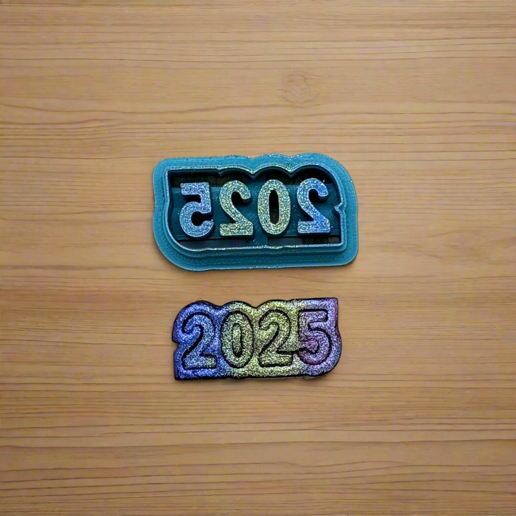 2025 Numbers with Offset Border | New Year's Cookie Cutter - Ideal for Cookies, Ceramics, Pottery, Polymer Clay, Fondant & More