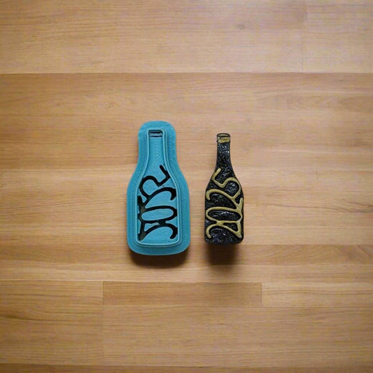 2025 Champagne Bottle Inverted Design | New Year's Fondant Cutter - Ideal for Ceramics, Pottery, Polymer Clay, Fondant & More