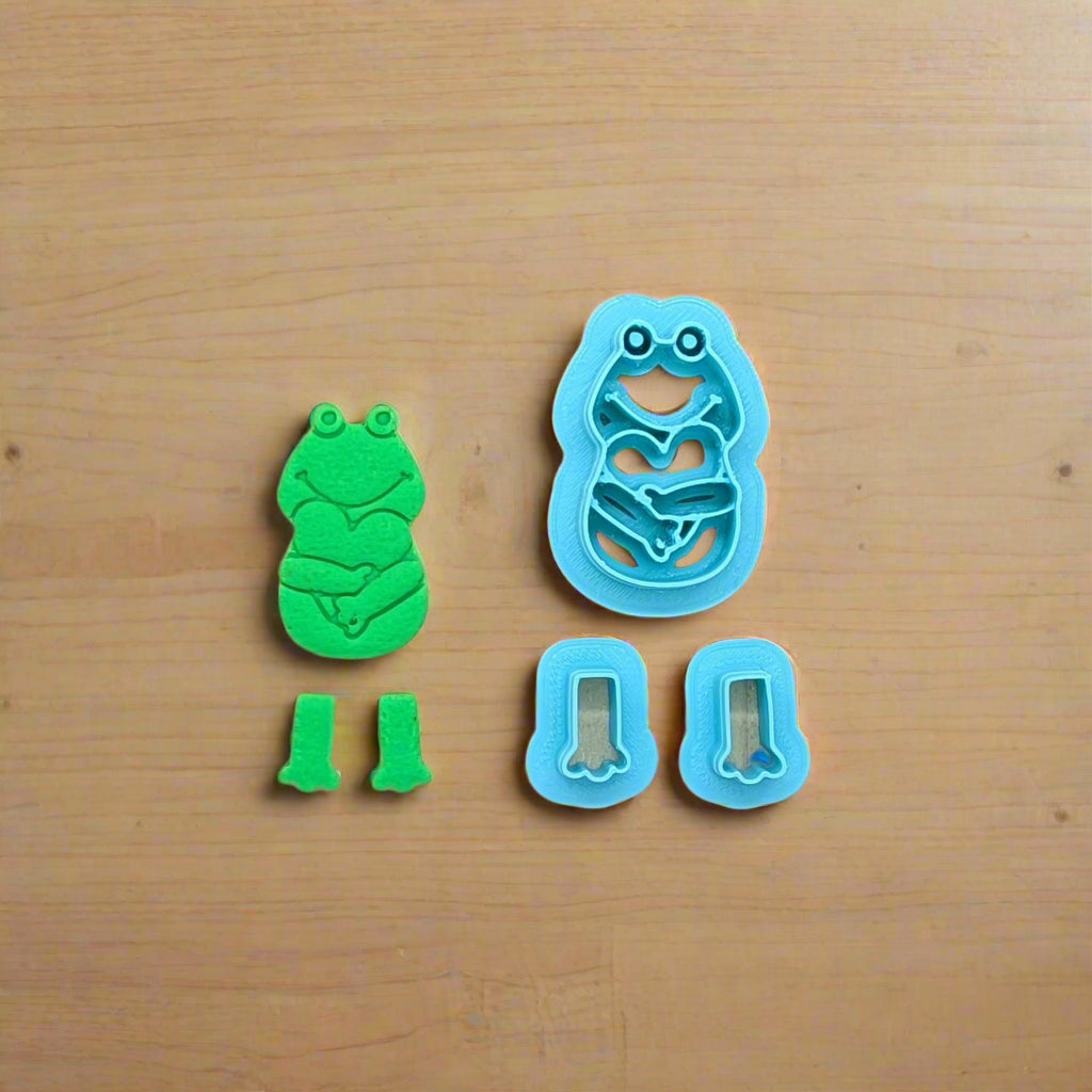 Frog & Heart Dangling Legs, 3-Piece Cutter Set: Ceramics, Pottery, Polymer Clay, and Fondant