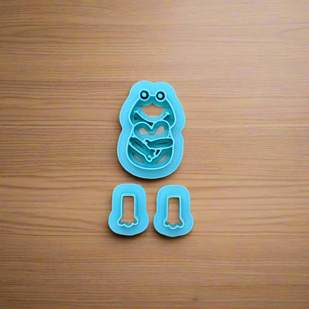 Frog & Heart Dangling Legs, 3-Piece Cutter Set: Ceramics, Pottery, Polymer Clay, and Fondant