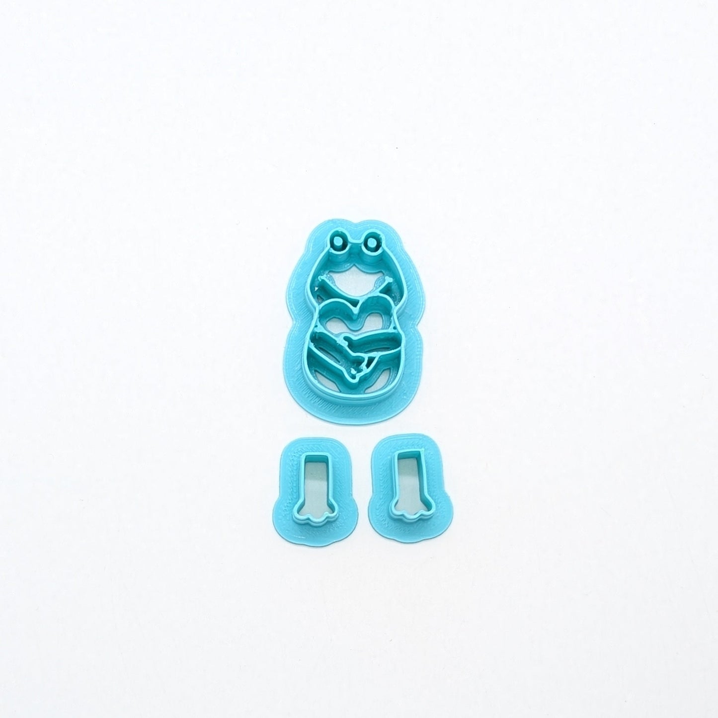 Frog & Heart Dangling Legs, 3-Piece Cutter Set: Ceramics, Pottery, Polymer Clay, and Fondant