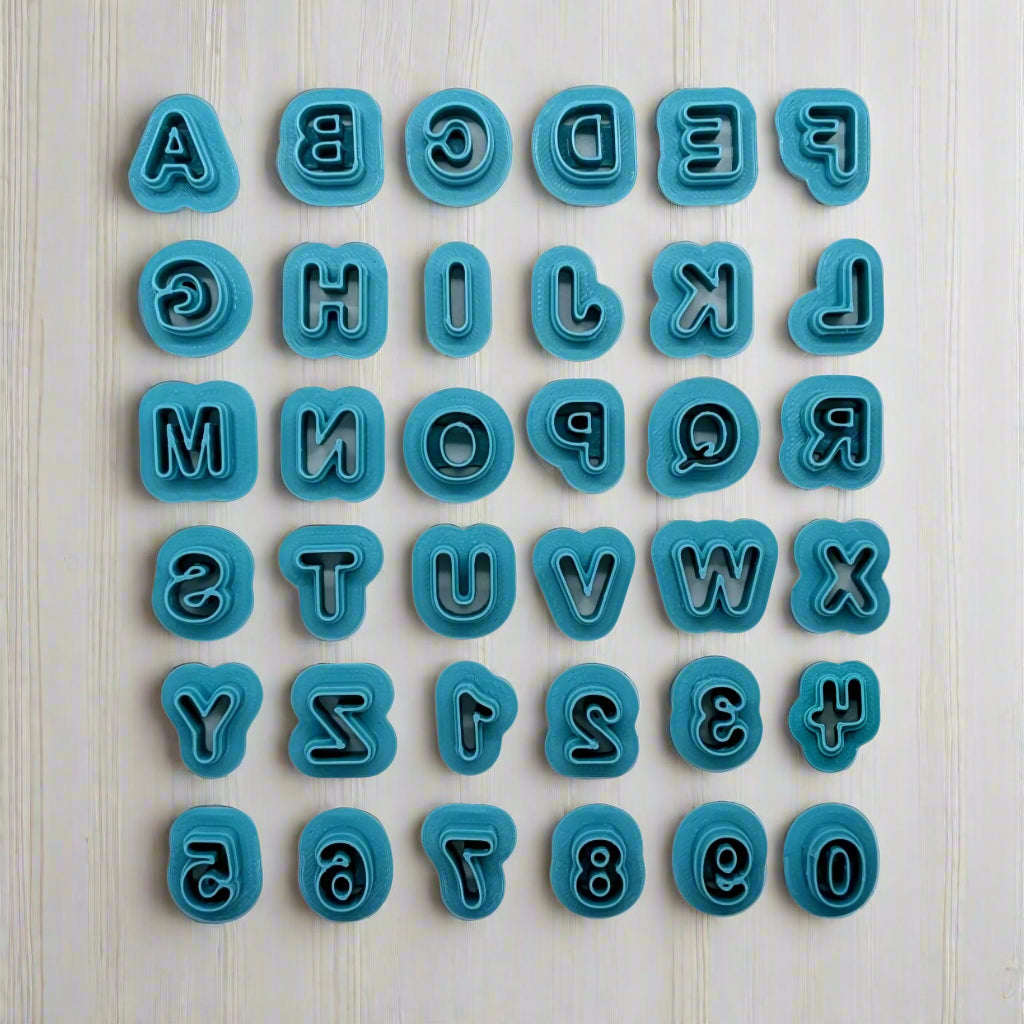 Rounded Font Alphabets & Numbers, 36 Piece Cookie Cutter Set: Ideal for Cookies, Ceramics, Pottery, Polymer Clay, and Fondant