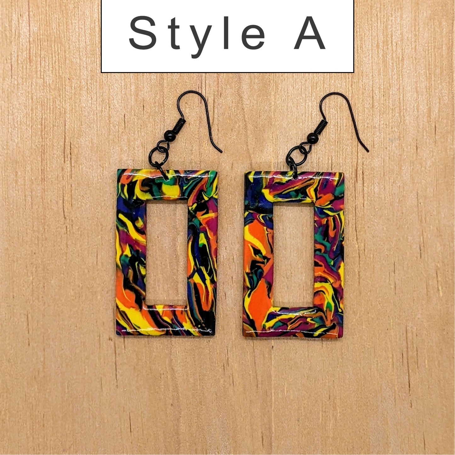 Swirling Brights Colorful Statement Earrings, 7 Style Options