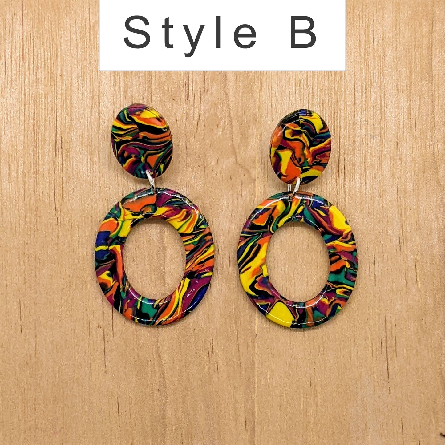 Swirling Brights Colorful Statement Earrings, 7 Style Options