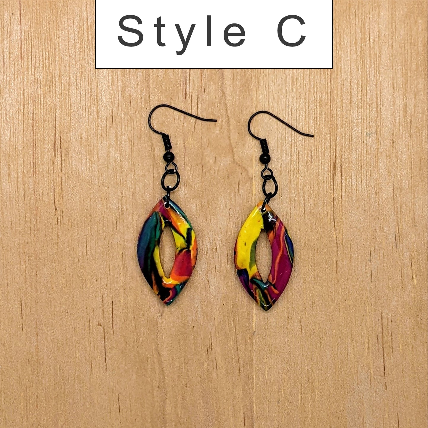 Swirling Brights Colorful Statement Earrings, 7 Style Options