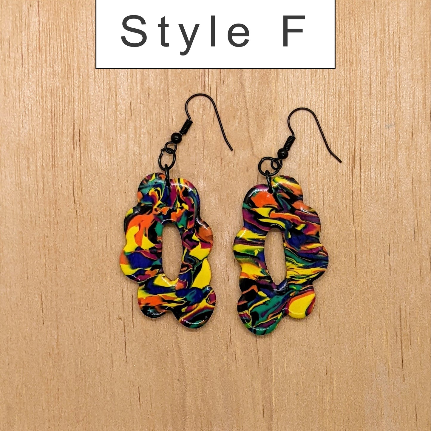 Swirling Brights Colorful Statement Earrings, 7 Style Options