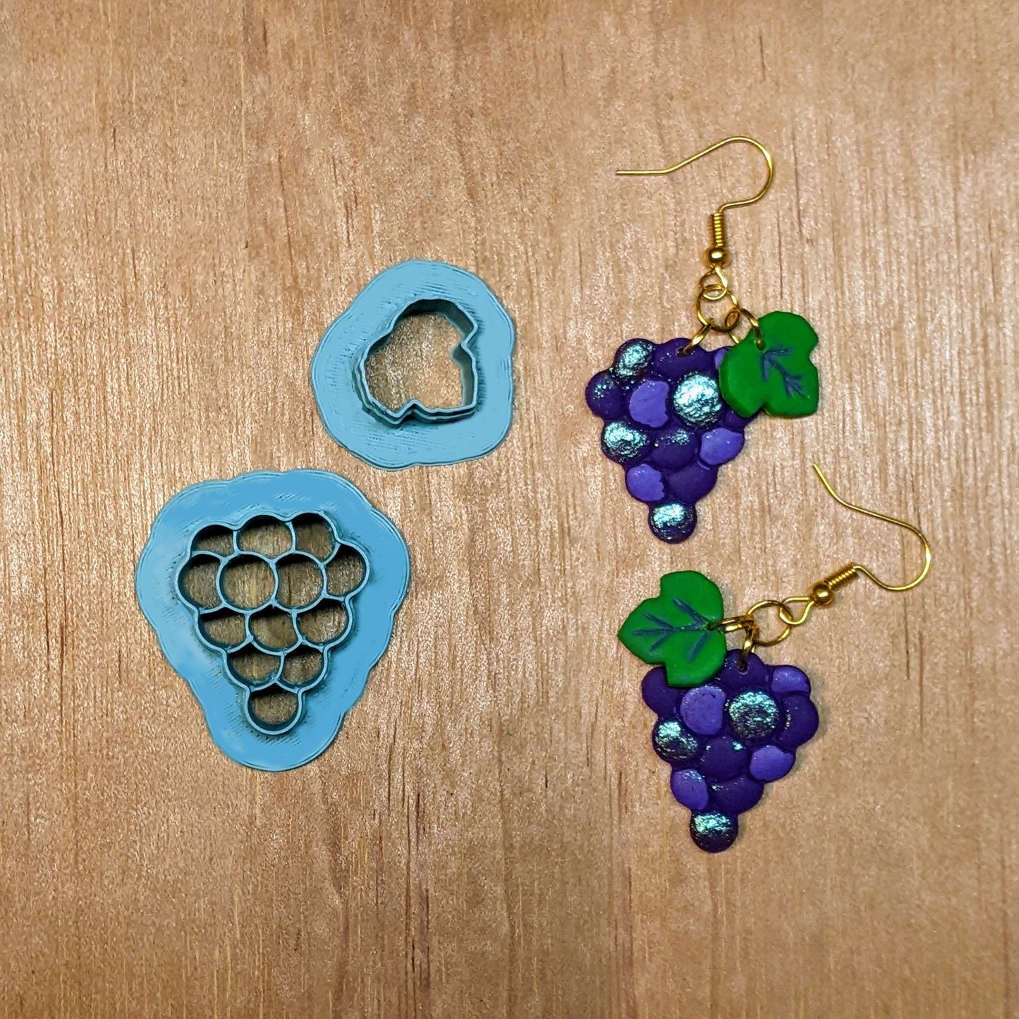 Grape and Grape Leaf 2-Piece Cookie Cutter Set - Ideal for Ceramics, Pottery, Cookies, Polymer Clay, Fondant, and More