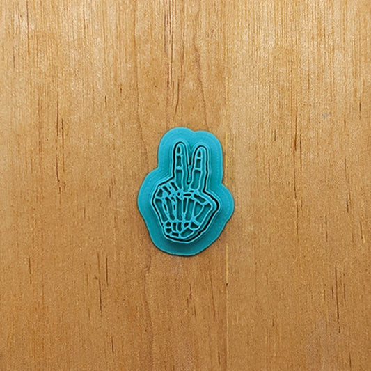 Skeleton Hand Peace Fingers Cookie Cutter & Stamp Set