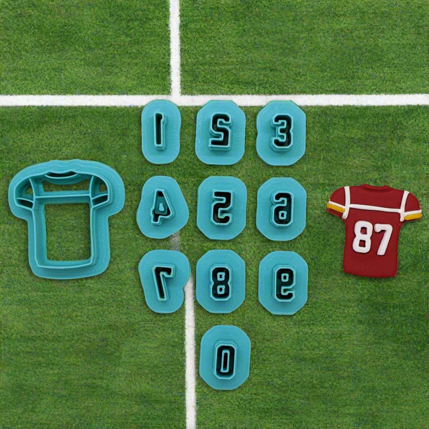 11-Piece Football Jersey and Numbers Cutter Set: Ideal for Cookies, Ceramics, Fondant & More